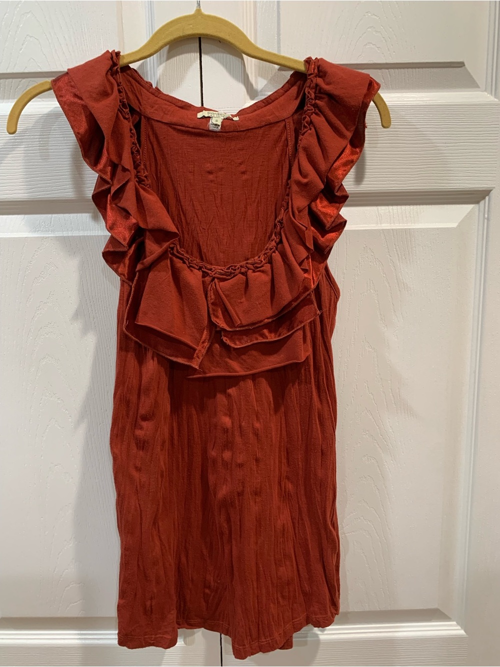 Bordeaux Women's Ruffle Sleeveless Camisole - Rust Red